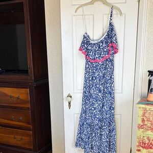 Lilly Pulitzer Navy and Pink Floral Maxi Dress